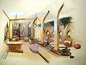 Spa design interior illustration