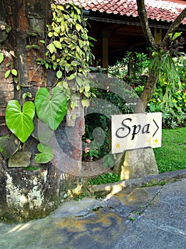 Spa direction sign, bali resort