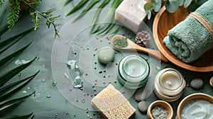 Spa essentials with natural green elements
