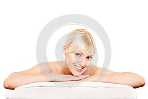 Spa. Face skincare beauty woman smiling happy