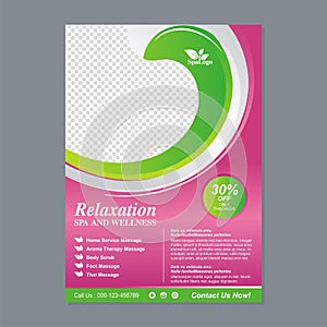 Spa Flyer or Brochure with green and pink Template design