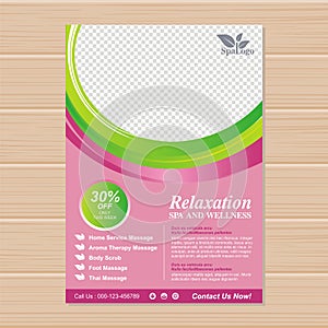 Spa Flyer or Brochure with green and pink Template design