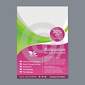 Spa Flyer or Brochure with green and pink Template design