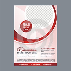 Spa Flyer or Brochure with Red color Template design