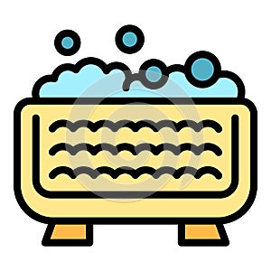 Spa foam bathtub icon vector flat