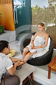 Spa Foot Therapy. Woman Body Care Treatment. Massage. Skin Care