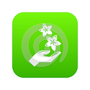 Spa hand care icon green vector