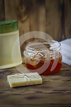 Spa Handmade Honey Soap over natural background