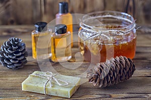 Spa Handmade Honey Soap over natural background
