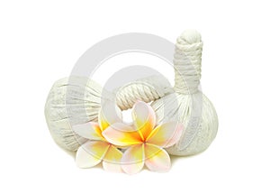 Spa herbal compressing ball on white background