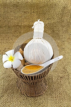 Spa herbal compressing ball , white frangipani flowers