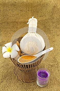 Spa herbal compressing ball , white frangipani flowers