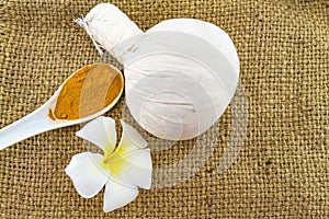 Spa herbal compressing ball , white frangipani flowers