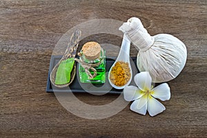 Spa herbal white frangipani flowers, pill,Aloe vera essential o photo