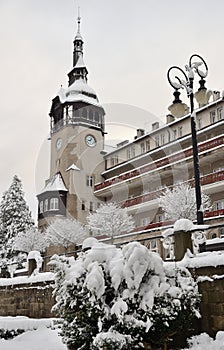 Spa house or `House of Health` in the Shveraduv-Zdroj radon resort, Jizera Mountains, Poland