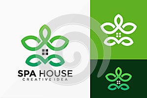 Spa House Line art Lotus Flower Logo Vector Design. Abstract emblem, designs concept, logos, logotype element for template