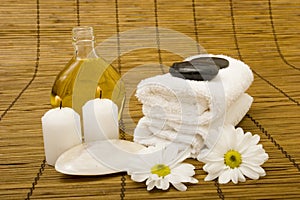 Spa items on bamboo