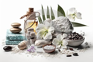 Spa items, massage, relaxation and relaxation. Stones, oils and candles.