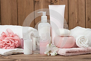 Spa Kit. Shampoo, Soap Bar And Liquid. Toiletries