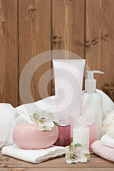 Spa Kit. Shampoo, Soap Bar And Liquid. Toiletries