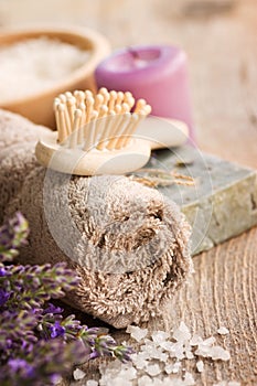 Spa with lavender and towel