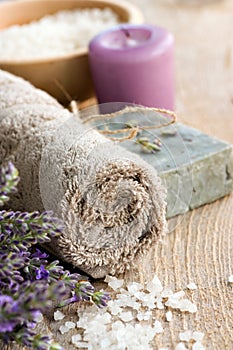 Spa with lavender and towel