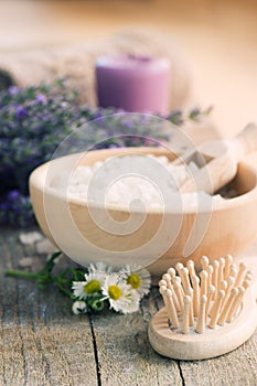 Spa with lavender and towel