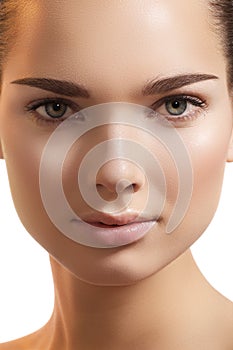 Spa make-up, wellness. Model pure face, clean skin