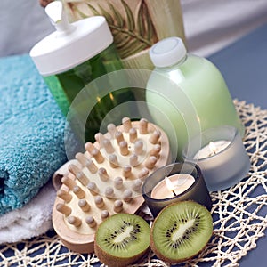 Spa massage and kiwi