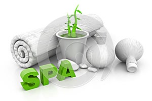 Spa massage setting with green pant