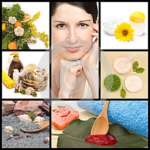 Spa and natural cosmetics collage