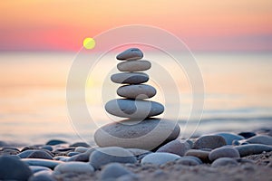 Spa nature beach harmony stones meditation stack landscape sea pebble ocean balance sunset