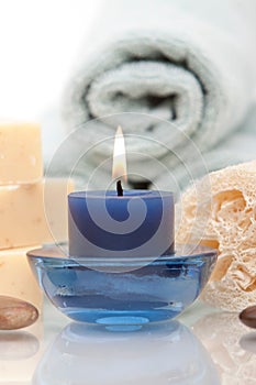 Spa objects with aromatherapy candle