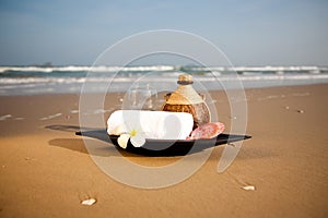 Balneario objetos sobre el Playa 