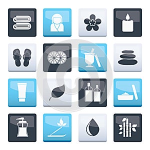 Spa objects icons over color background