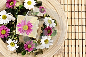 Spa organic soap and flowers