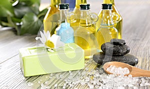 Spa organic soap, stone and salt