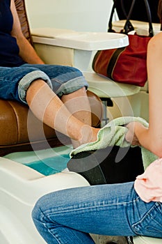 Spa pedicure at nail salon