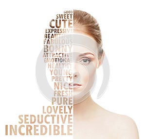 Spa portrait of beautiful, fresh and healthy woman. Human face isolated on white background.