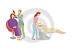 Spa Procedure for Hair in Beauty Salon Cartoon Set