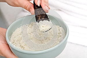 Spa procedures with sea salt. Beautician