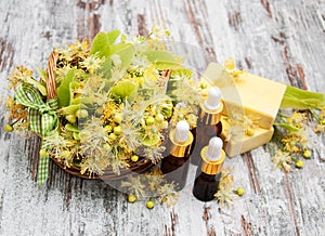 Spa products with linden flowers