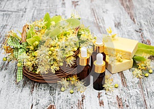 Spa products with linden flowers