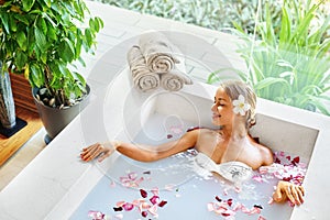 Spa Relax Flower Bath. Woman Health, Beauty Treatment, Body Care