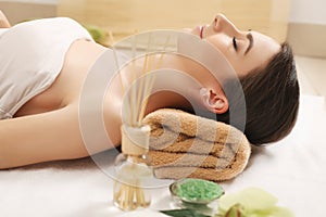 Spa Relaxation. Woman Body Care. Beautiful Caucasian Brunet