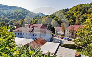 Spa resort Sklene Teplice townscape, Slovakia.