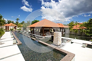 Spa resort in the tropics with blue skies
