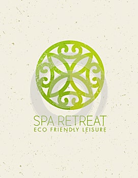 Spa Retreat Organic Eco Background. Nature Friendly Vector Concept On Rough Textured Background