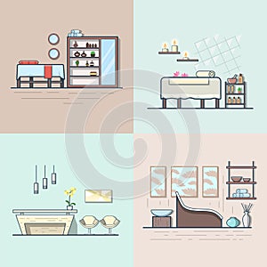 Spa salon beauty shop room interior indoor set. Li