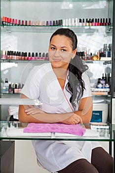 Spa salon. Portrait of manicurist.